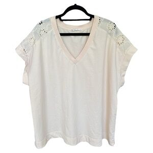 Jane + Delancey Blouse Tunic Top Short Sleeve Eyelet Cream Shirt 3X